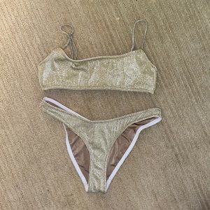 NWOT gold mica triangl swimsuit!!